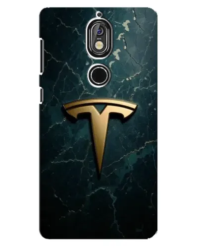 Чехол для Nokia 7 с картинкой «Мраморная Tesla Gold»