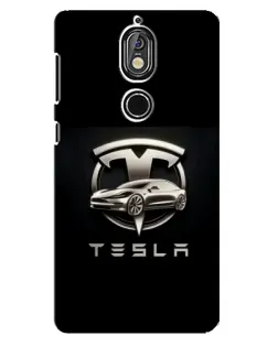 Чехол для Nokia 7 с картинкой «Tesla — серебристое авто»
