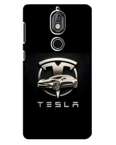 Чехол для Nokia 7 с картинкой «Tesla — серебристое авто»