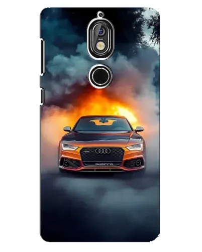 Чохол для Nokia 7 з картинкою «Audi у вогняному диму»