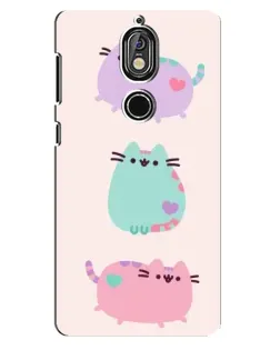 Чохол для Nokia 7 з картинкою «Pusheen тріо»
