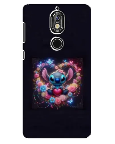 Чехол для Nokia 7 с картинкой «Stitch в цветах»