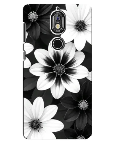 Чехол для Nokia 7 с картинкой «Монохромные астры»
