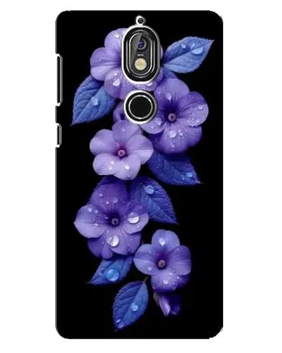Чехол для Nokia 7 с картинкой «Фиолетовые цветы с росою»