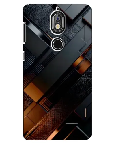 Чехол для Nokia 7 с картинкой «Черные геометрические блоки»