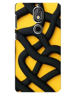 Чехол для Nokia 7 с картинкой «Черное желтое переплетение»
