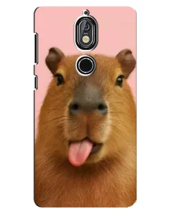 Чехол для Nokia 7 с картинкой «Капибара с языком»