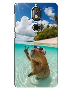 Чехол для Nokia 7 с картинкой «Капибара на море»
