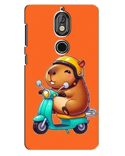 Чехол для Nokia 7 с картинкой «Капибара на скутере»