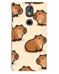Чехол для Nokia 7 с картинкой «Паттерн милых капибар»
