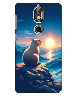 Чехол для Nokia 7 с картинкой «Закат солнца с капибарой»