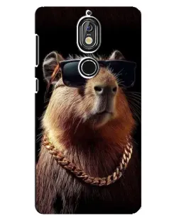 Чехол для Nokia 7 с картинкой «Капибара золотая цепь»