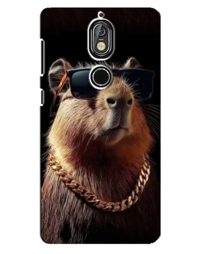 Чехол для Nokia 7 с картинкой «Капибара золотая цепь»