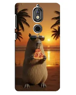 Чехол для Nokia 7 с картинкой «Капибара с пиццей»