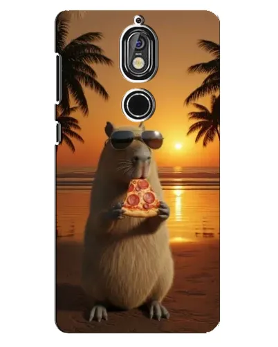 Чехол для Nokia 7 с картинкой «Капибара с пиццей»
