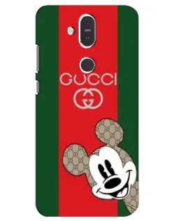 Чехол для Nokia 8.1 (2018) с картинкой «Gucci — полосы и Микки»
