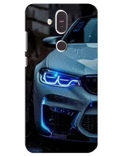 Чехол для Nokia 8.1 (2018) с картинкой «Взгляд BMW с синими фарами»