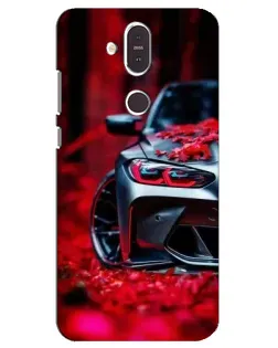 Чехол для Nokia 8.1 (2018) с картинкой «Спортивная BMW и цветы» Чехол для Nokia 8.1 (2018) с картинкой «Спортивная BMW и цветы»