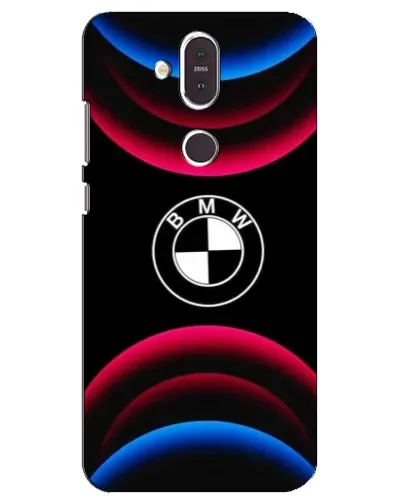 Чехол для Nokia 8.1 (2018) с картинкой «Логотип BMW и неоновые дуги»