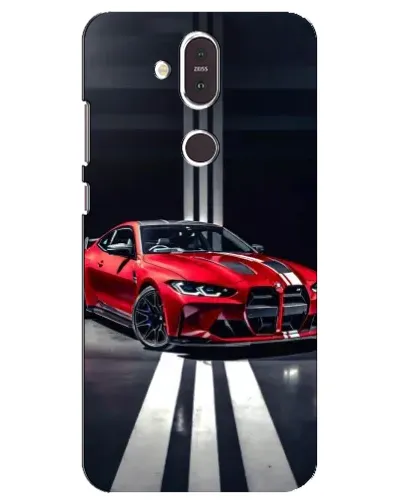 Чехол для Nokia 8.1 (2018) с картинкой «Красная BMW на дороге»