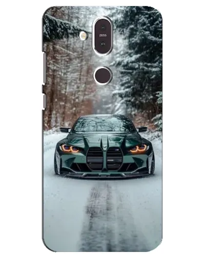 Чехол для Nokia 8.1 (2018) с картинкой «BMW в зимнем лесу»