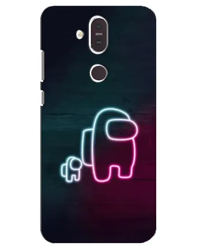 Чохол для Nokia 8.1 (2018) з картинкою «Among Us неон-арт»