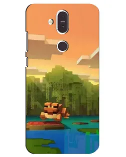 Чохол для Nokia 8.1 (2018) з картинкою «Майнкрафт захід сонця»