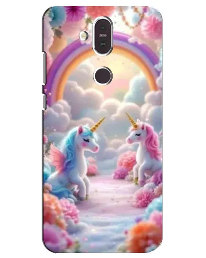 Чохол для Nokia 8.1 (2018) з картинкою «Веселка і єдинороги»