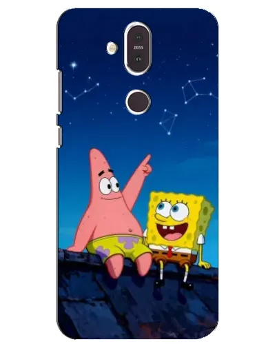 Чохол для Nokia 8.1 (2018) з картинкою «Губка Боб та Патрік вночі»