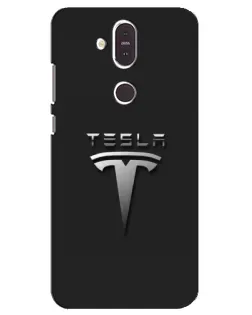 Чохол для Nokia 8.1 (2018) з картинкою «Сталевий логотип Tesla»