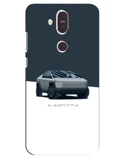 Чохол для Nokia 8.1 (2018) з картинкою «Сріблястий Cybertruck Tesla»