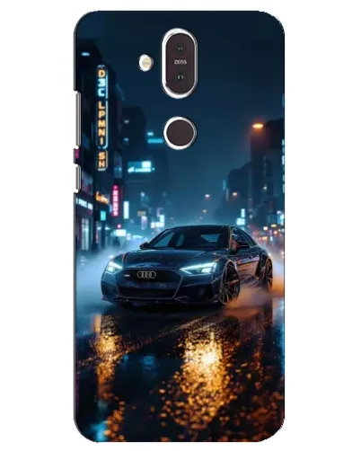 Чехол для Nokia 8.1 (2018) с картинкой «Ночной город и Audi»