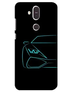 Чохол для Nokia 8.1 (2018) з картинкою «Блакитний силует Lamborghini»