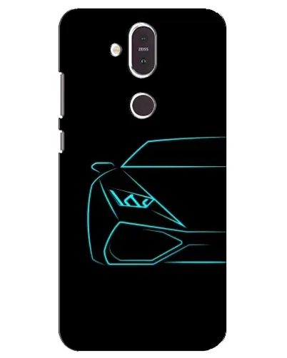 Чохол для Nokia 8.1 (2018) з картинкою «Блакитний силует Lamborghini»