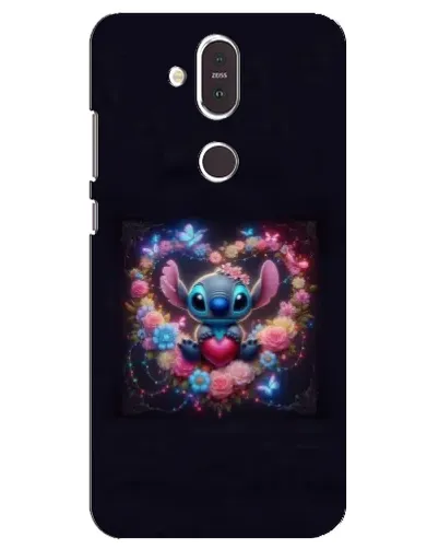Чехол для Nokia 8.1 (2018) с картинкой «Stitch в цветах»