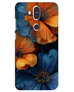 Чохол для Nokia 8.1 (2018) з картинкою «Яскрава синьо-помаранчева флора»