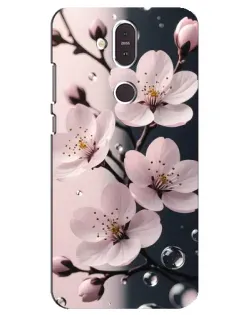 Чохол для Nokia 8.1 (2018) з картинкою «Ніжня сакура та краплі»