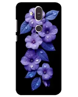 Чохол для Nokia 8.1 (2018) з картинкою «Фіолетові квіти з росою»
