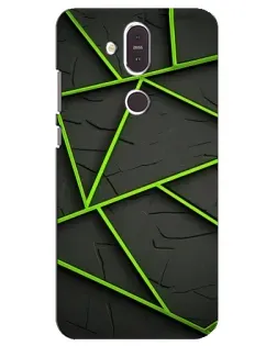 Чохол для Nokia 8.1 (2018) з картинкою «Зелені геометричні лінії»