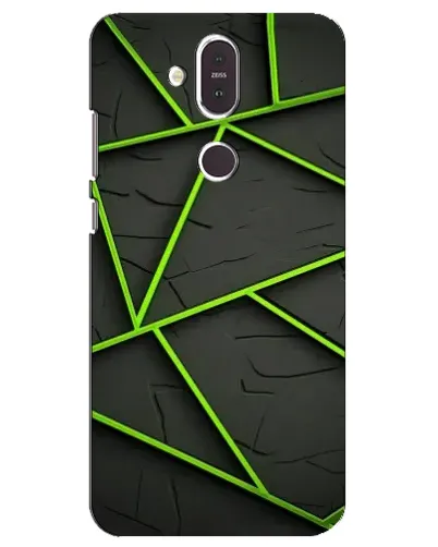 Чохол для Nokia 8.1 (2018) з картинкою «Зелені геометричні лінії»
