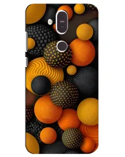 Чохол для Nokia 8.1 (2018) з картинкою «Об'ємні помаранчеві сфери»