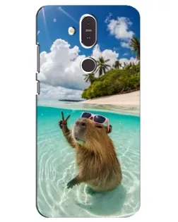 Чохол для Nokia 8.1 (2018) з картинкою «Капібара на морі»