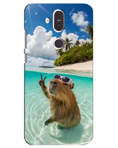 Чехол для Nokia 8.1 (2018) с картинкой «Капибара на море»