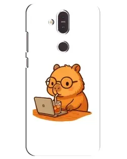 Чохол для Nokia 8.1 (2018) з картинкою «Капібара з ноутбуком»