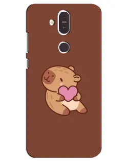 Чохол для Nokia 8.1 (2018) з картинкою «Капібара з серцем»
