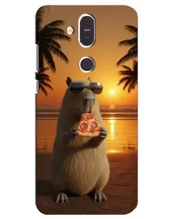 Чохол для Nokia 8.1 (2018) з картинкою «Капібара з піцою»