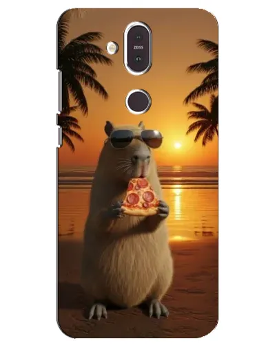 Чехол для Nokia 8.1 (2018) с картинкой «Капибара с пиццей»