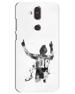 Чохол для Nokia 8.1 (2018) з картинкою «Чорно-білий силует Мессі»