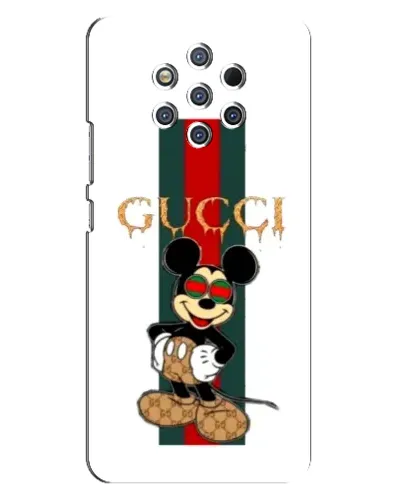 Чехол для Nokia 9 с картинкой «Микки Маус Gucci — полосы»