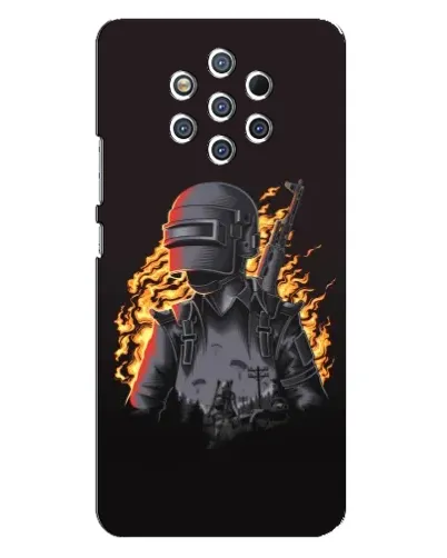 Чехол для Nokia 9 с картинкой «PUBG — огненный силуэт»